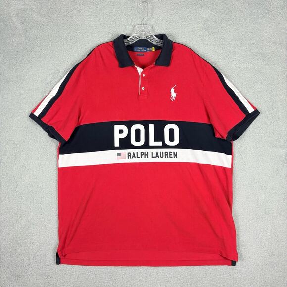 Polo Ralph Lauren Polo Shirt Men’s 2XL Red Big Pony Logo Preppy Classic Fit - Picture 1 of 10